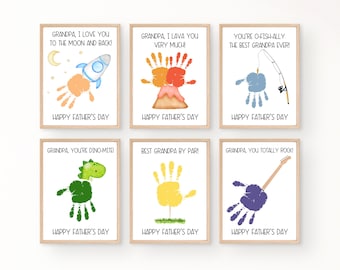 Grandpa Fathers Day Gifts, Printable Handprint Fathers Day Card, Gift For Grandpa From Grandkids, Happy Father's Day Grandpa