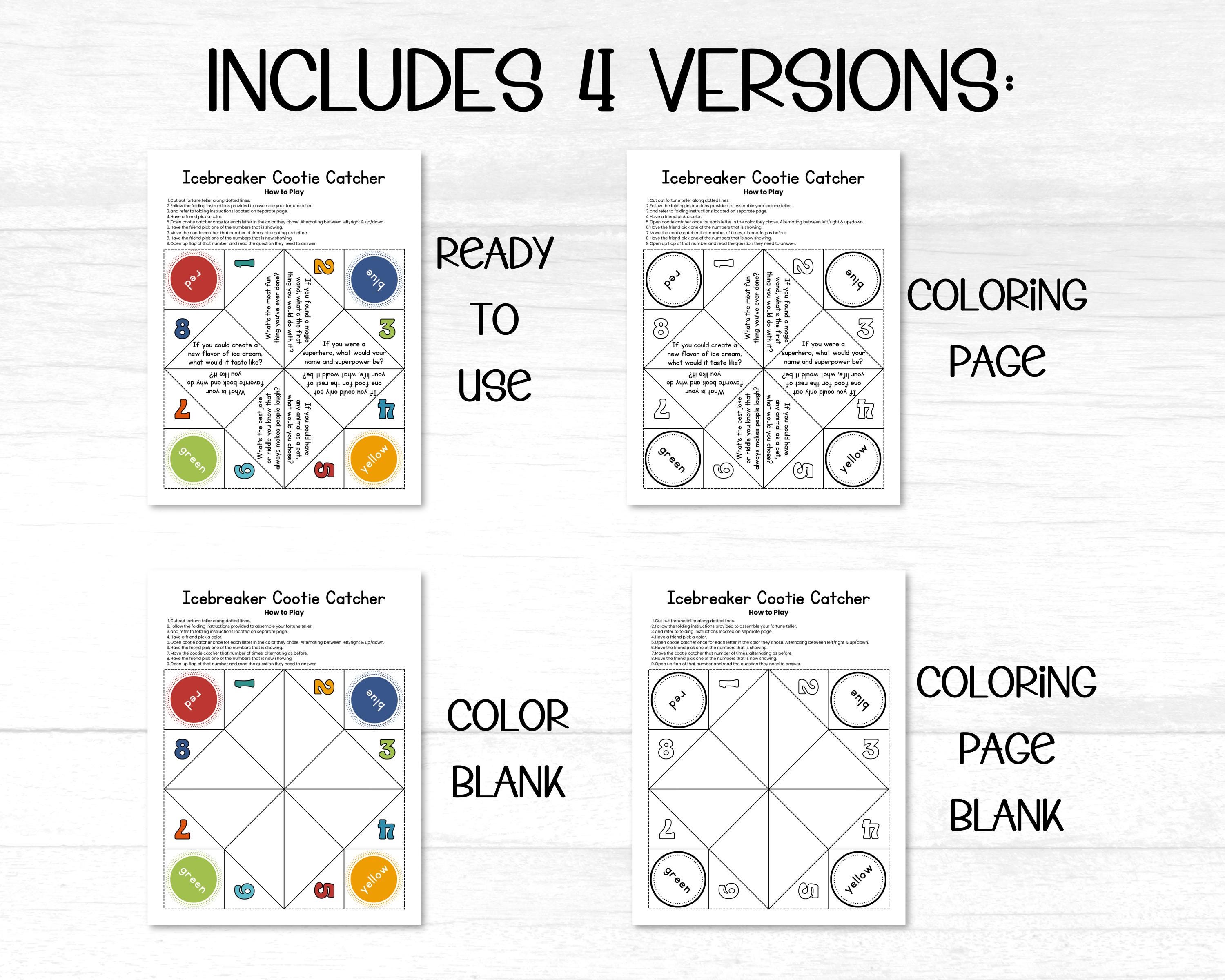 Icebreaker Cootie Catcher Game: Back to School Printable (PDF) - Etsy