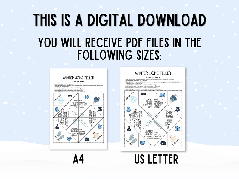 Winter Jokes for Kids, Cootie Catcher Joke Teller, Paper Fortune Teller Printable, Chatterbox ...