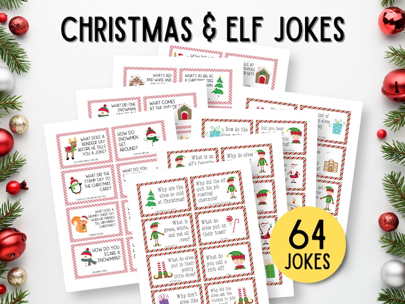 Christmas Joke Cards, Christmas Cracker Jokes, Elf Jokes, Advent