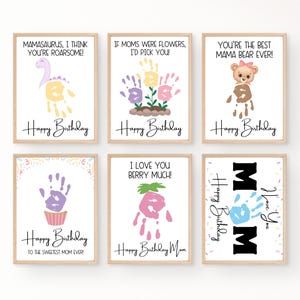 Mom Handprint Birthday Card Printable, Happy Birthday Mom Card, Gift for Mom Birthday Handprint, Mom Handprint Gift from Kids image 1