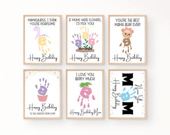 Mom Handprint Birthday Card Printable, Happy Birthday Mom Card, Gift for Mom Birthday Handprint, Mom Handprint Gift from Kids