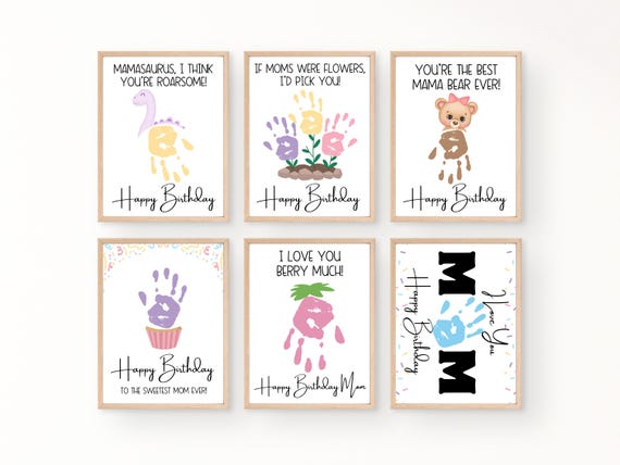 Mom Handprint Birthday Card Printable, Happy Birthday Mom Card, Gift for Mom Birthday Handprint, Mom Handprint Gift from Kids