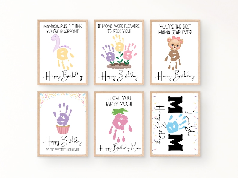 Mom Handprint Birthday Card Printable, Happy Birthday Mom Card, Gift for Mom Birthday Handprint, Mom Handprint Gift from Kids image 1