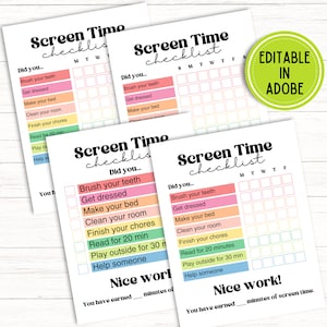 Editable Kids Screen Time Checklist: Summer Rules Chart (PDF)