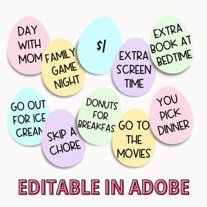 Printable Easter Egg Tokens, Editable Easter Egg Coupon, Easter Egg Hunt Token, Reward Token, Easter Egg Fillers, Basket Stuffers for Kids