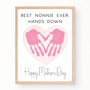 Nonnie Handprint Mothers Day Gift, Best Nonnie Ever, Happy Mothers Day Handprint Card Printable, Nonnie Gift from Grandkids