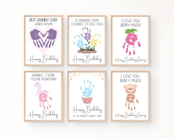 Granny Birthday Card, Handprint Birthday Card Printable, Granny Gift From Grandkids, Happy Birthday Handprint Art for Grandma