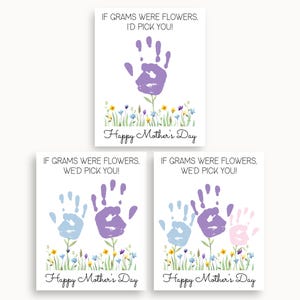 Grams Mothers Day Gift, Printable Mothers Day Handprint Card, If Grams Were Flowers, Gift For Gram From Grandkid