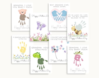 Grandma Mother's Day Handprint Card, Grandma Handprint Art, Printable Mothers Day Card, Gift from Grandkids