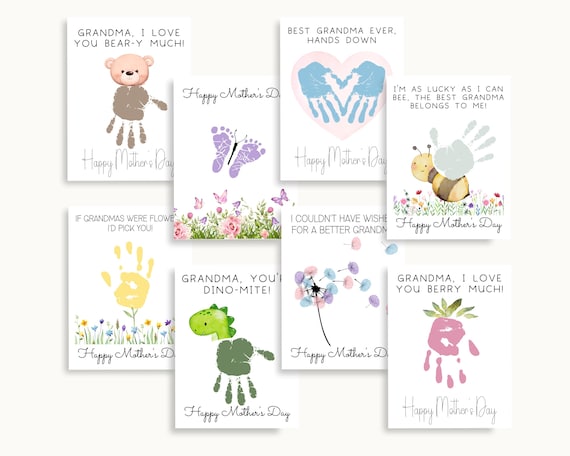 Grandma Mother's Day Handprint Card, Keepsake Art (PDF)