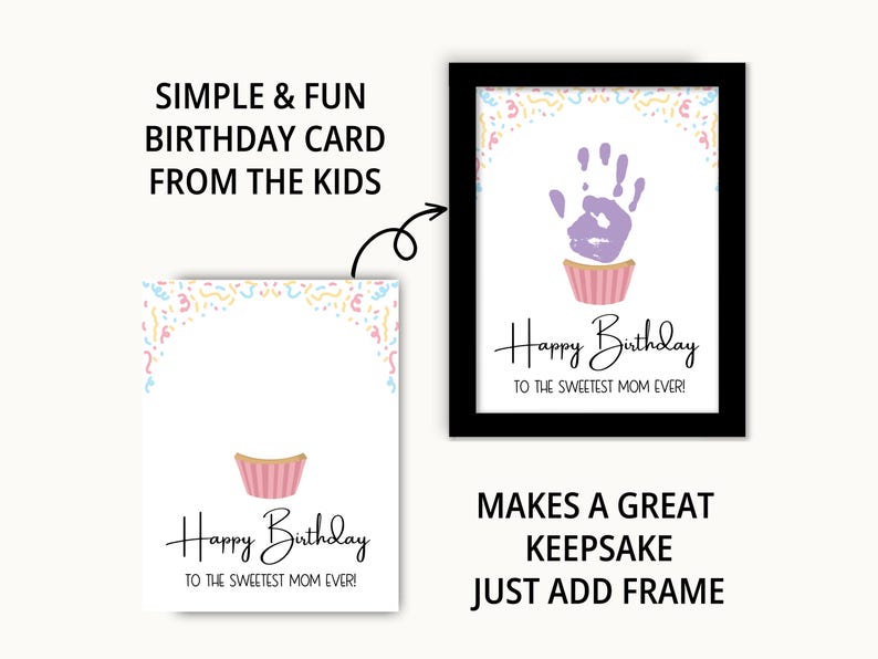 Mom Handprint Birthday Card Printable, Happy Birthday Mom Card, Gift for Mom Birthday Handprint, Mom Handprint Gift from Kids image 5
