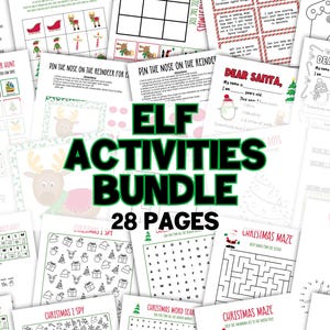 Elf Activity Bundle: Christmas Printable Games & Editable Notes (PDF)