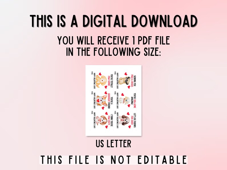 Printable Dog Valentine's Day Cards, Valentines for Kids Class, School ...