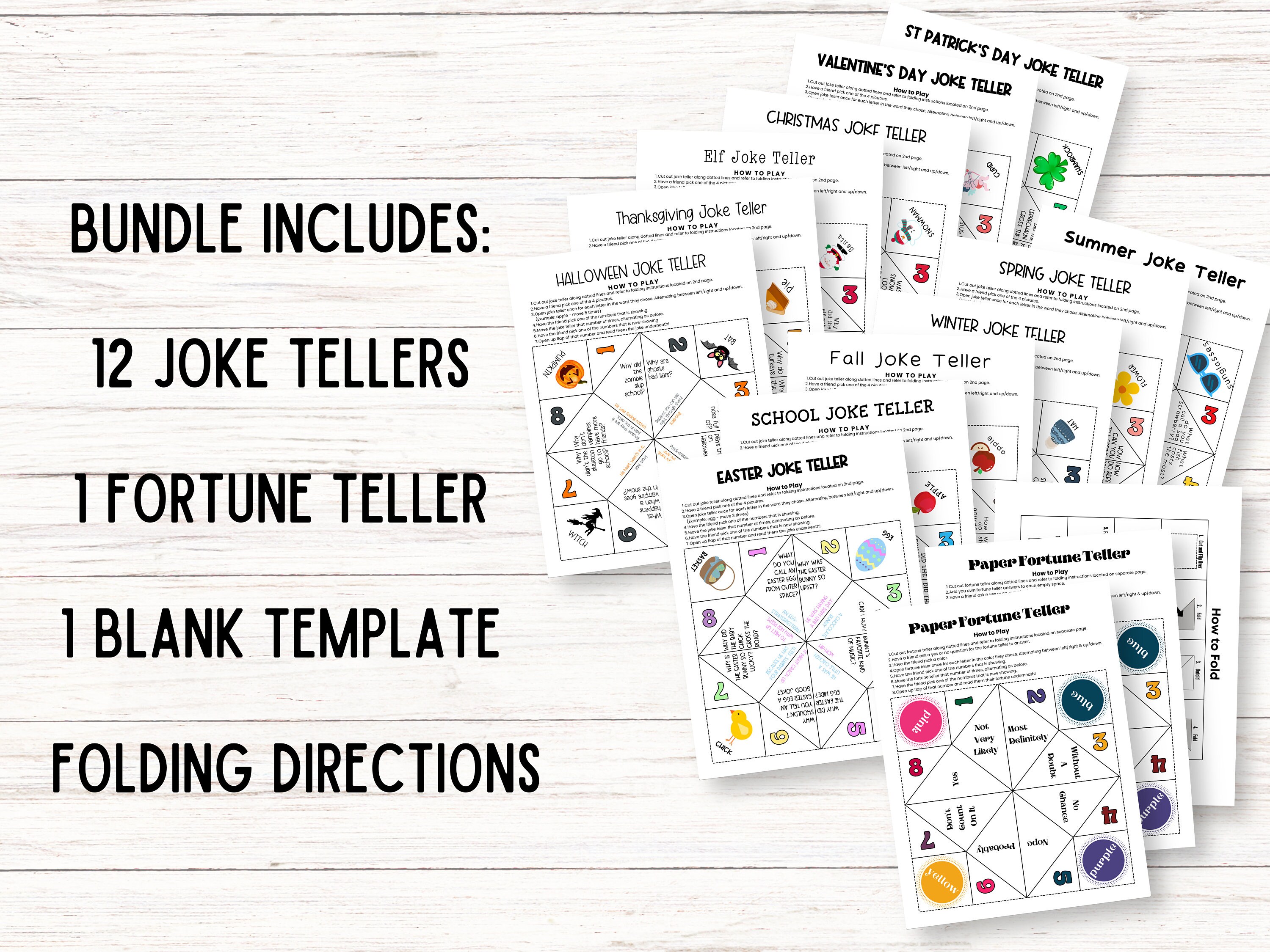Funny Fortune Teller Printable, Cootie Catcher, Jokes for Kids, Paper