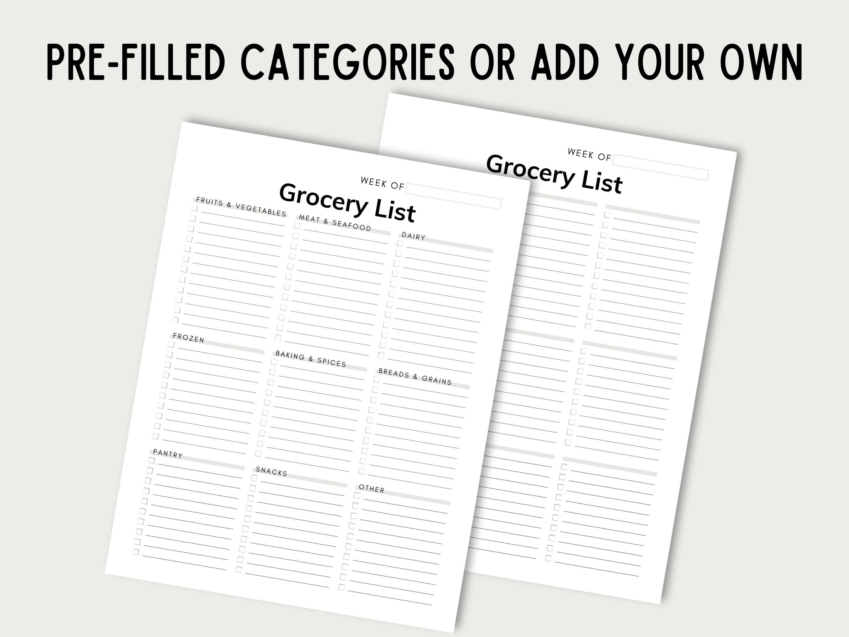 Weekly Meal Plan Printable Grocery List &amp; Meal Planner - Etsy