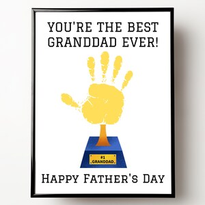 Granddad Fathers Day Card, Gift For Granddad from Grandkids, Best Granddad Ever, Printable Fathers Day Handprint Card, Handprint Trophy