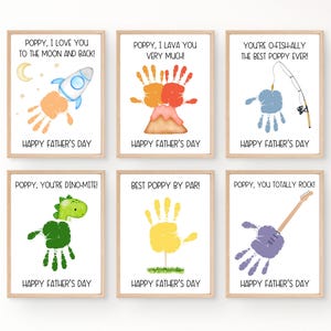 Poppy Fathers Day Gifts, Printable Handprint Fathers Day Card, Gift For Poppy From Grandkids, Happy Father's Day Poppy
