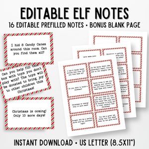 Editable Elf Note Cards, Printable Elf Note Template, Personalized Message from Elf, Elf Activity, Note From Elf, Elf Stationary