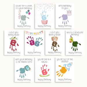 Birthday Handprint Card Printable, Handprint Birthday Card from Kids, Handprint Art Bundle, Happy Birthday Crafts for Toddler Preschool