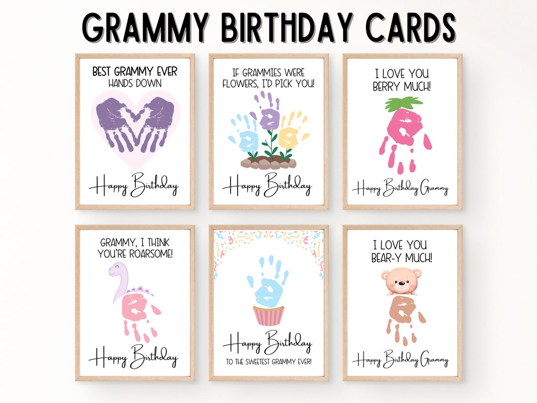 Grammy Birthday Gifts, Handprint Birthday Card Printable, Happy ...