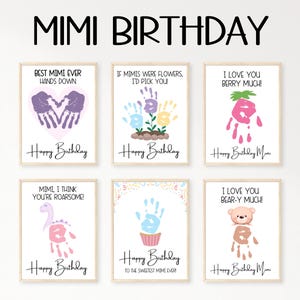 Mimi Handprint Birthday Card, Happy Birthday Mimi Card Toddler, Gift for Mimi from Grandkid, Handprint Art Printable