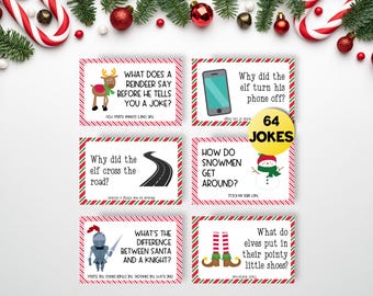 64 Christmas Joke Cards, Christmas Cracker Jokes, Elf Jokes, Advent Calendar Fillers for Kids, Christmas Jokes Printable, Lunchbox Jokes