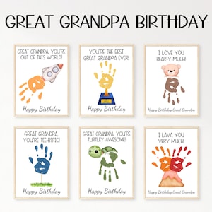 Great Grandpa Handprint Birthday Card, Gift from Great Grandkids, Happy Birthday  Great Grandpa, DIY Printable Handprint Art Keepsake