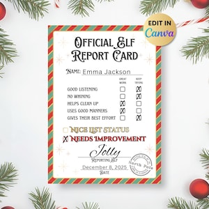 Editable Elf Report Card, Official Elf Report Card Printable, Elf Warning for Bad Behavior