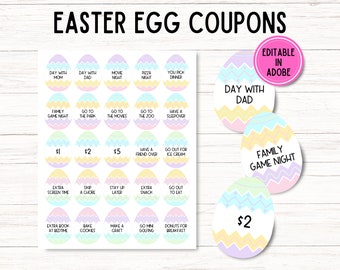 Editable Easter Egg Coupon, Easter Reward Tokens, Printable Easter Egg Hunt Tokens, Easter Egg Fillers For Kids, Easter Egg Stuffers