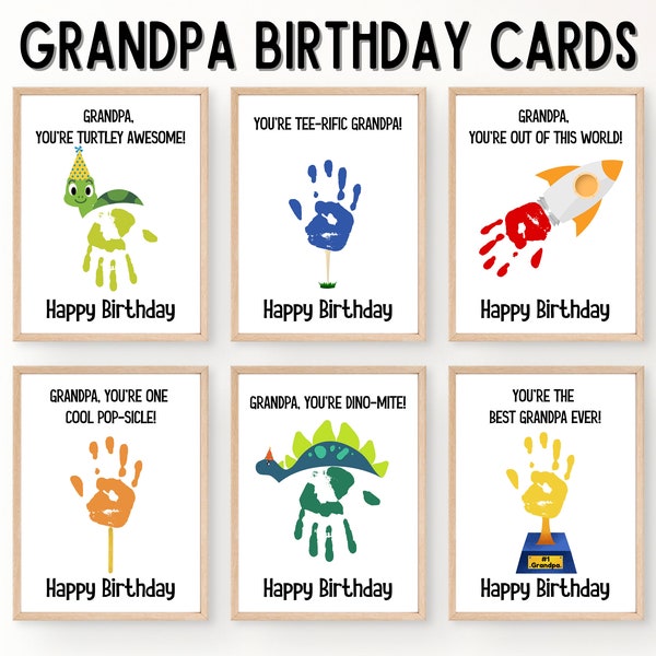 Handprint Birthday Card for Grandpa, Gift for Grandpa from Grandkids, Grandpa Birthday Cards, Grandfather Birthday Gift, Handprint Art