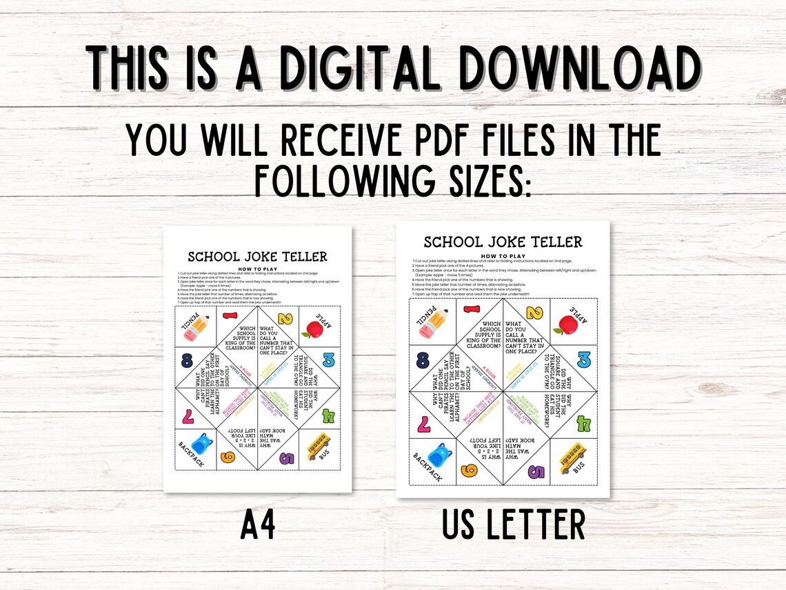 Back to School Jokes Printable Games for Kids Paper Fortune - Etsy