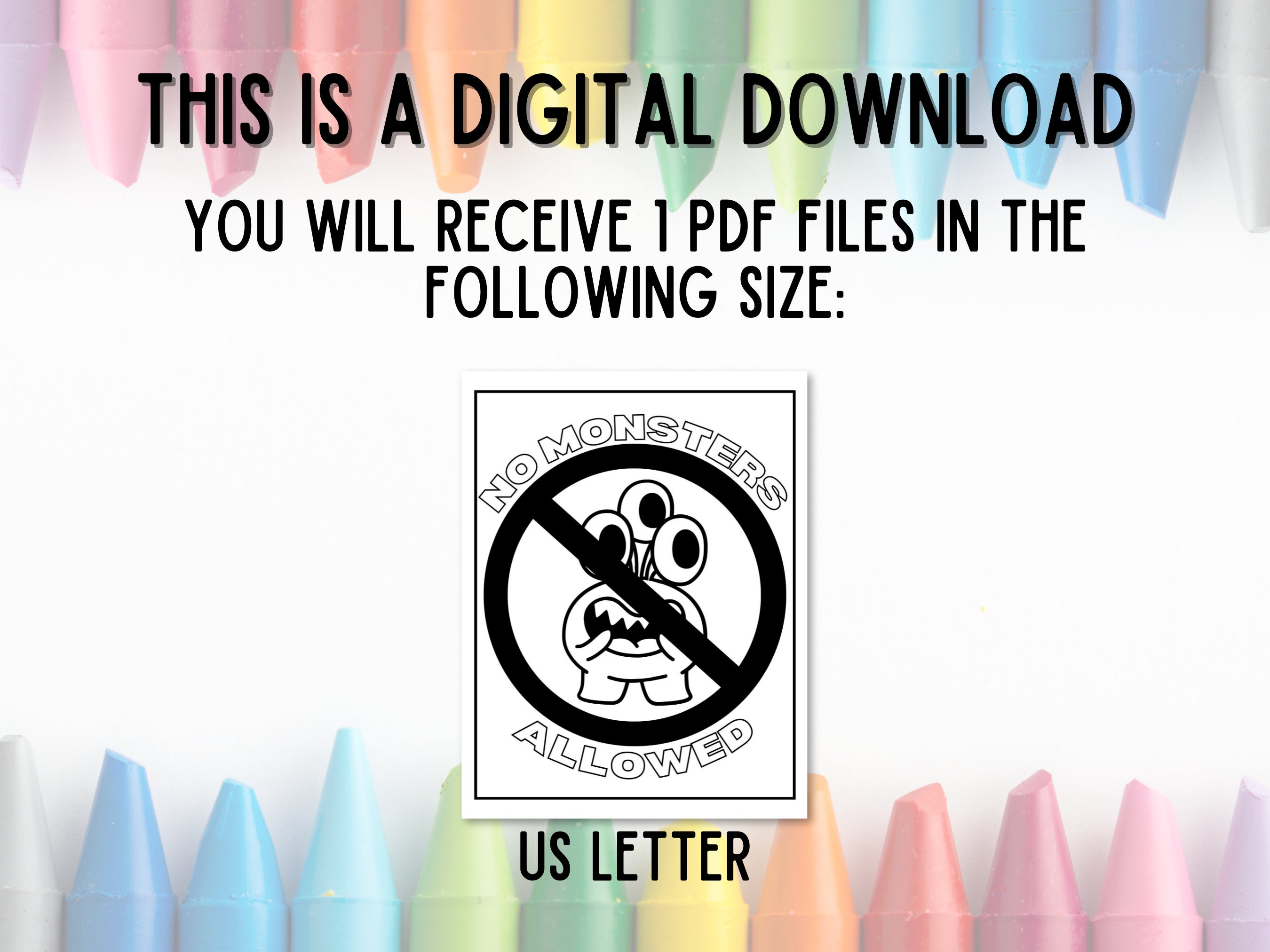 No Monsters Allowed Sign, Kids Printable Coloring Pages , Keep Monsters ...
