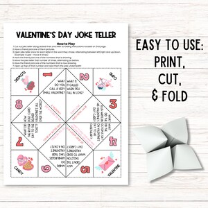 Valentine Cootie Catcher Printable, Valentines Joke Teller, Jokes for ...