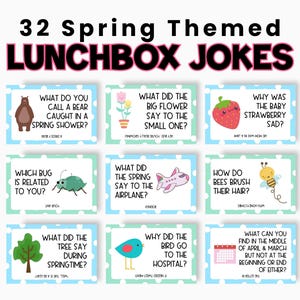 Spring Jokes for Kids, Lunchbox Notes Printable, Lunchbox Jokes, Kids Joke Cards, Dad Jokes Printable, Printable Jokes, Instant Download
