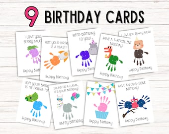 Birthday Handprint Craft Printable Birthday Card, Handprint Art Bundle, Preschool Handprint Birthday Craft for Teacher, for Grandparent
