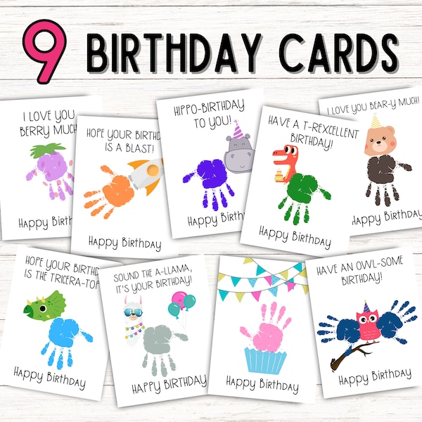 Birthday Handprint Craft Printable Birthday Card, Handprint Art Bundle, Preschool Handprint Birthday Craft for Teacher, for Grandparent