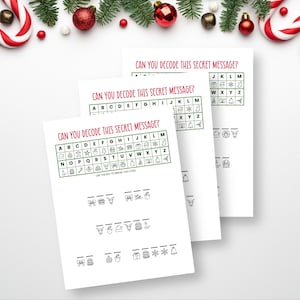 Christmas Secret Message Game, Holiday Puzzle for Kids, Printable Christmas Activity