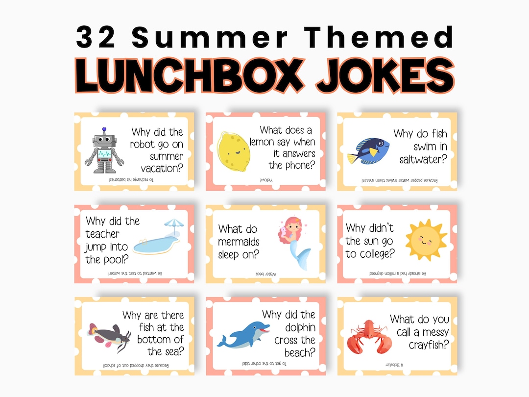 Summer Jokes Lunchbox Notes for Kids: Fun Printable Cards (PDF Download ...