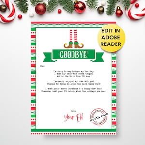 Editable Elf Goodbye Letter, Personalized Elf Printable