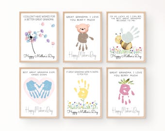 Great Grandma Handprint Mothers Day Card, Great Grandma Gifts for Mothers Day, Printable Mothers Day Handprint Card, Gifts from Grandkid