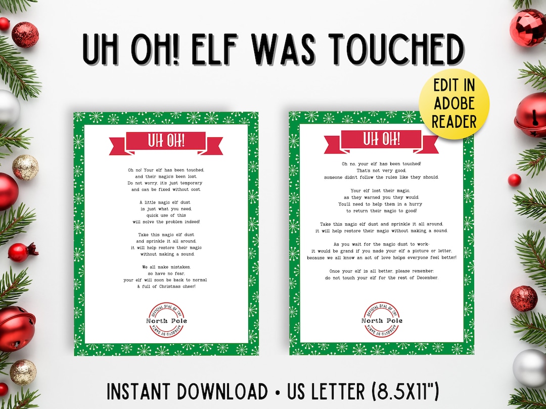 Elf Was Touched, Elf Sick Note, Elf Recovery Letter, Elf Notes, Elf ...