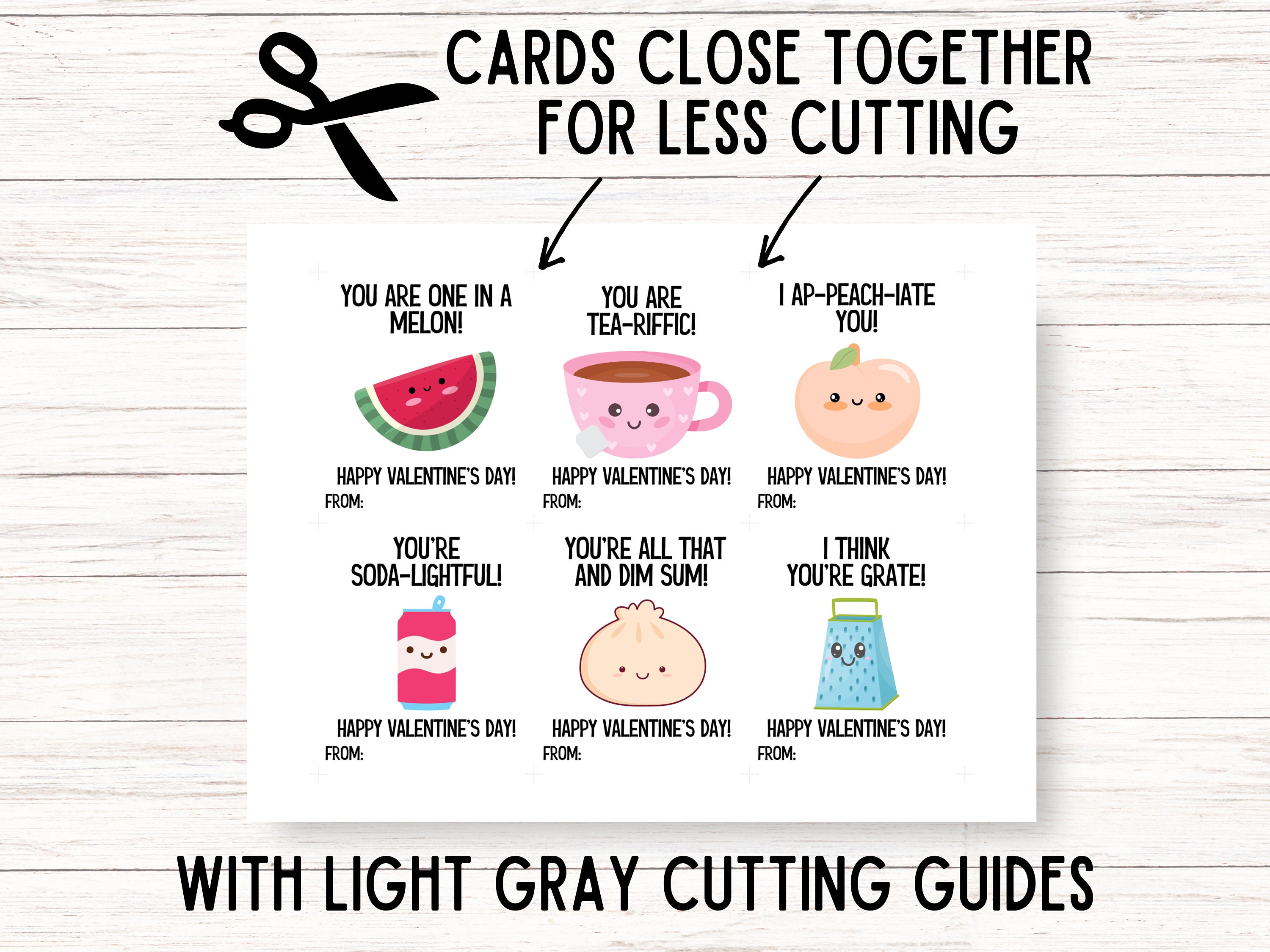 Food Valentine's Day Card Editable, Food Pun Valentine Cards for Kids ...