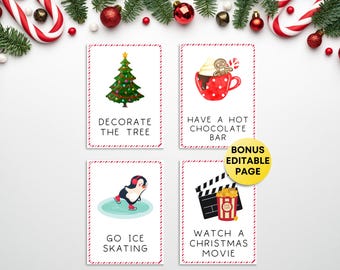 Printable Advent Activity and Number Cards, Kids Advent Cards, Holiday Activities, Family Christmas Countdown