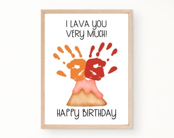 Happy Birthday I Lava You Card, Birthday Love Handprint, Handprint Birthday Card, Birthday Handprint Art Printable, Handprint Gift From Kids