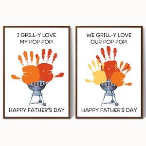 Pop Pop Fathers Day Handprint Craft, Handprint Father's Day Gift for Pop Pop from Grandkids, Printable Fathers Day Card, Handprint Keepsake