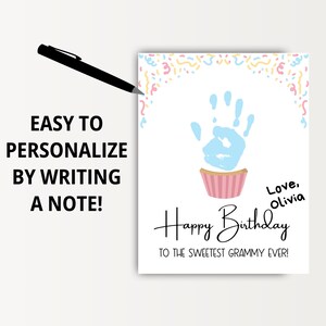 Grammy Birthday Gifts, Handprint Birthday Card Printable, Happy ...