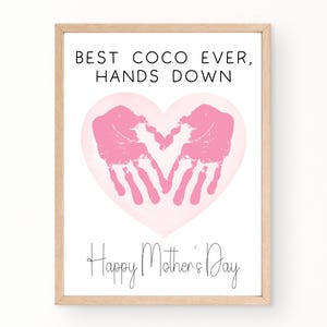 Coco Mothers Day Card, Best Coco Ever, Printable Mother's Day Handprint Card, Mothers Day Gift for Coco, Handprint Art Craft