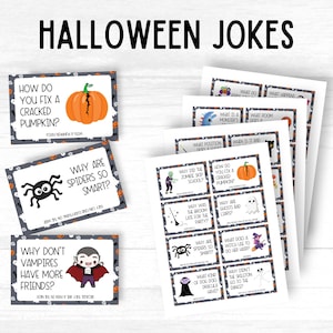 32 Halloween Joke Cards, Kids Lunchbox Jokes, Halloween Lunch Box Notes for Kids Printable, Lunch Box Cards for Kids, Lunchbox Note Cards