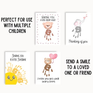 Thinking of You Handprint Cards from Kids, Sending A Big Hug, Sympathy Card, Get Well Soon, Sending Sunshine Card, Handprint Art Printable image 4